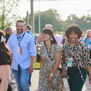 A group of meeting-goers at the opening reception.