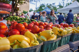 Colorful produce outside at the Red Stick Farmer's Market