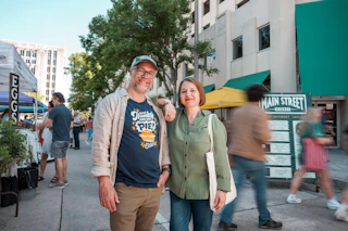 Paul and Lindsay Dupre at the Red Stick Farmers Market.