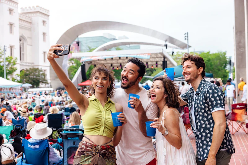 group of people taking selfie at Baton Rouge Blues Fest